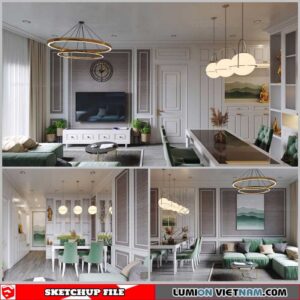 Living Kitchen room - Sketchup Interior Scene By Xuan Khanh