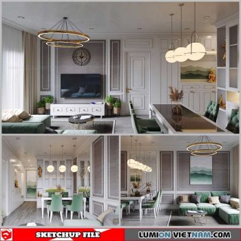 Living Kitchen room - Sketchup Interior Scene By Xuan Khanh