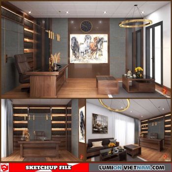 Director Office - Sketchup Interior Scene By Xuan Khanh