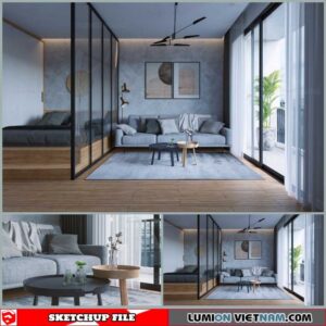 Living room - Sketchup Interior Scene By Phong Tran