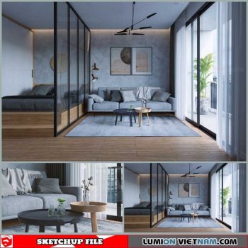 Living room - Sketchup Interior Scene By Phong Tran