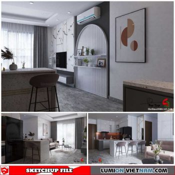 Living room - Sketchup Interior Scene By Dao Tiep