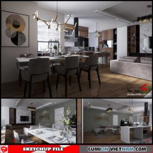 Living room - Sketchup Interior Scene By Dao Tiep