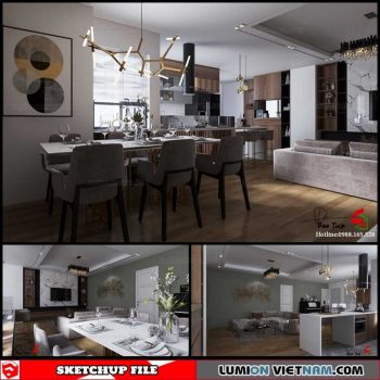 Living room - Sketchup Interior Scene By Dao Tiep