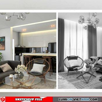 Apartment Room - Sketchup Interior Scene By Tu Tony