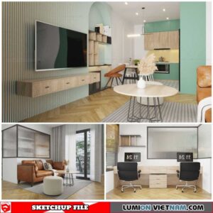 Apartment Room - Sketchup Interior Scene By Nguyen Hung