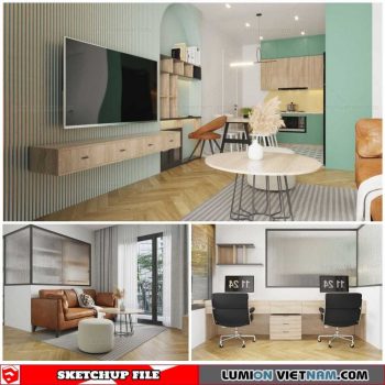 Apartment Room - Sketchup Interior Scene By Nguyen Hung