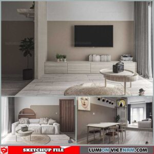 Living room - Sketchup Interior Scene By Hoang Thang