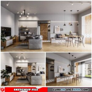 Apartment Room - Sketchup Interior Scene By Dieu Linh