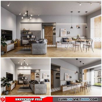 Apartment Room - Sketchup Interior Scene By Dieu Linh