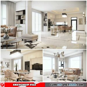 Living kitchen room - Sketchup Interior Scene By Chien Nguyen