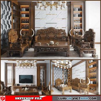 Living room - Sketchup Interior Scene By Xuan Khanh