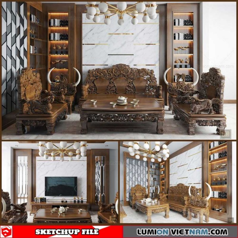 Living room - Sketchup Interior Scene By Xuan Khanh