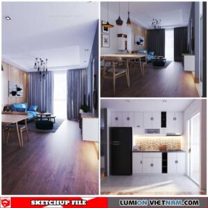 Living Kitchen room - Sketchup Interior Scene By Binh Thanh Tran