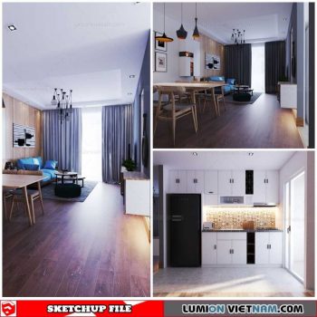 Living Kitchen room - Sketchup Interior Scene By Binh Thanh Tran