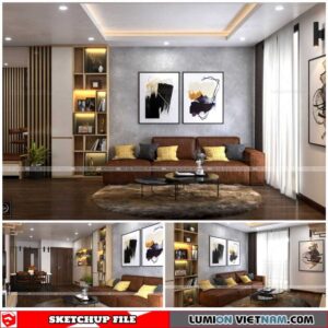 Living room - Sketchup Interior Scene By Dai Ca