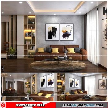 Living room - Sketchup Interior Scene By Dai Ca