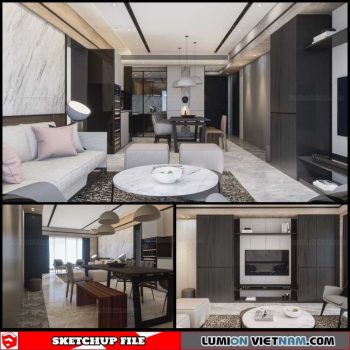 Living room - Sketchup Interior Scene By Quoc Vi Phan