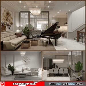 Living room - Sketchup Interior Scene By Leo Nguyen
