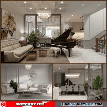 Living room - Sketchup Interior Scene By Leo Nguyen