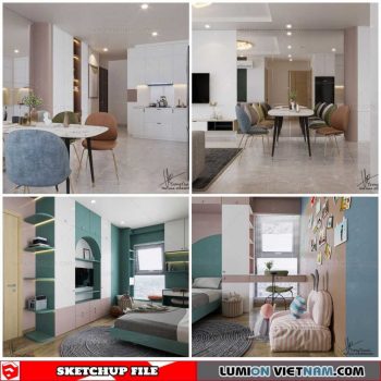 Apartment Room - Sketchup Interior Scene By Trong Thanh