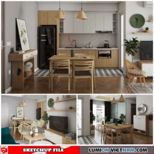 Apartment Room - Sketchup Interior Scene By Nguyen Qaids