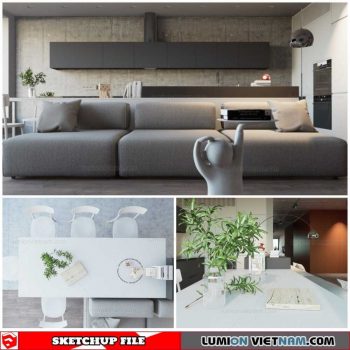 Apartment Room - Sketchup Interior Scene By Quoc Vi Phan