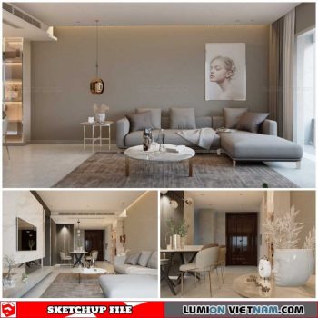 Living room - Sketchup Interior Scene By Quoc Vi Phan