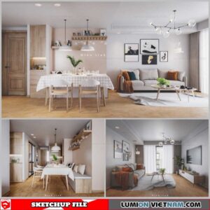 Apartment Room - Sketchup Interior Scene By Dieu Linh