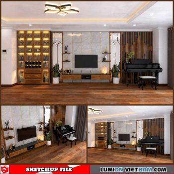 Living room - Sketchup Interior Scene By Dai Ca