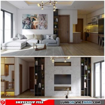 Living room - Sketchup Interior Scene By Phan Tuan