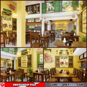 Restaurant - Sketchup Interior Scene By Cuong Nguyen