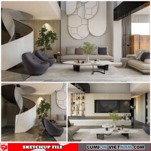 Living room - Sketchup Interior Scene By Quoc Vi Phan