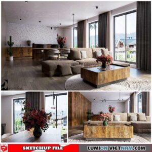 Living room - Sketchup Interior Scene By Nguyen Hung