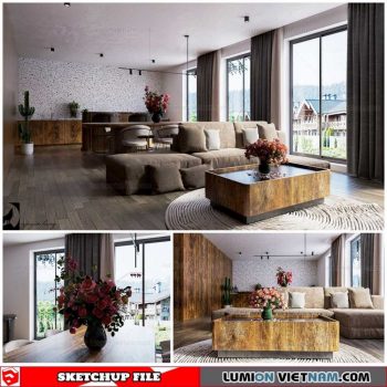 Living room - Sketchup Interior Scene By Nguyen Hung