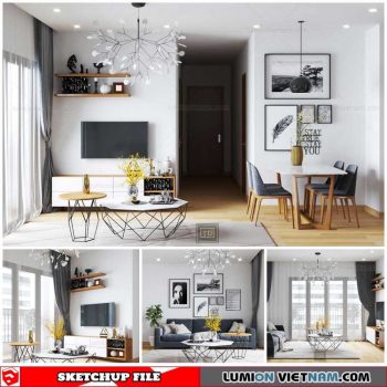 Living room - Sketchup Interior Scene By Xuan Khanh