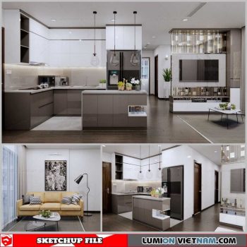 Living Kitchen room - Sketchup Interior Scene By Dinh Tu Vu