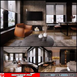Living Kitchen room - Sketchup Interior Scene By Dathouzz
