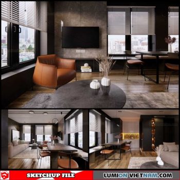 Living Kitchen room - Sketchup Interior Scene By Dathouzz