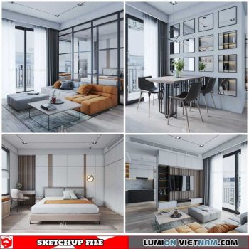 Apartment Room - Sketchup Interior Scene By Hoang Nguyen