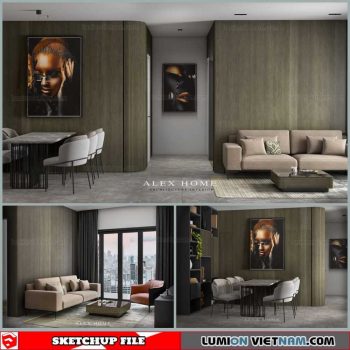 Living Kitchen room - Sketchup Interior Scene By Pato Phan