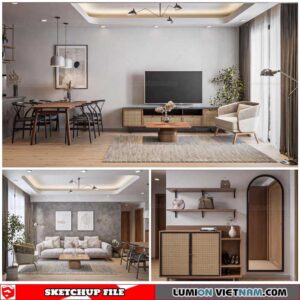 Apartment Room - Sketchup Interior Scene By Dieu Linh