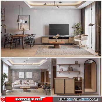 Apartment Room - Sketchup Interior Scene By Dieu Linh