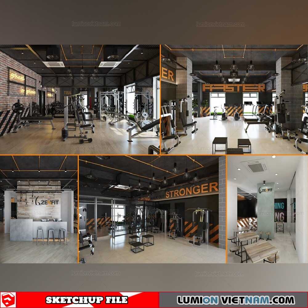2099-Interior-Gymroom-Sketchup-Model-By-Anh-Cao-Free-Download