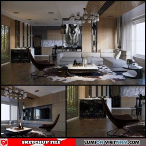 Living room - Sketchup Interior Scene By Vu Hiep