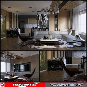 Living room - Sketchup Interior Scene By Vu Hiep