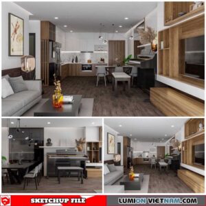 Apartment Room - Sketchup Interior Scene By Quoc Vi Phan