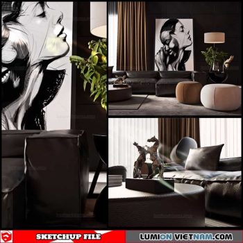 Living room - Sketchup Interior Scene By Tung Nguyen