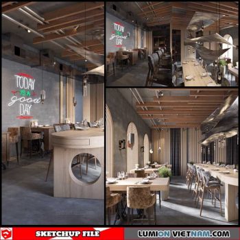 Coffee - Sketchup Interior Scene By Phong Linh