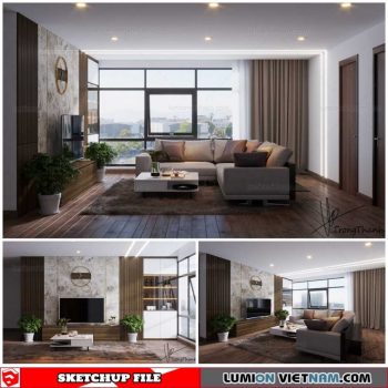 Living room - Sketchup Interior Scene By Trong Thanh